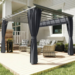 Outsunny 3.6 X 3 M Aluminium Pergola With Retractable Roof Canopy, Curtains - thumbnail 9