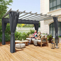 Outsunny 3.6 X 3 M Aluminium Pergola With Retractable Roof Canopy, Curtains - thumbnail 8