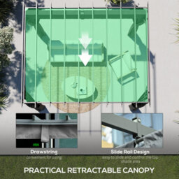 Outsunny 3.6 X 3 M Aluminium Pergola With Retractable Roof Canopy, Curtains - thumbnail 6