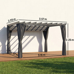 Outsunny 3.6 X 3 M Aluminium Pergola With Retractable Roof Canopy, Curtains - thumbnail 3