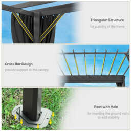Outsunny 3.6 X 3 M Aluminium Pergola With Retractable Roof Canopy, Curtains - thumbnail 7