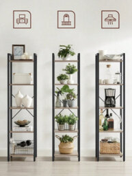 Vasagle Bookcase, Bookcase 5-Tier Storage Rack With Standing Display With Steel Frame - thumbnail 4