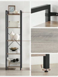 Vasagle Bookcase, Bookcase 5-Tier Storage Rack With Standing Display With Steel Frame - thumbnail 6