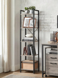 Vasagle Bookcase, Bookcase 5-Tier Storage Rack With Standing Display With Steel Frame - thumbnail 1