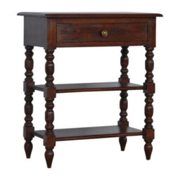 Matteo Solid Mango Wood Occasional Table With Drawer & Shelves - Dark Brown - thumbnail 9