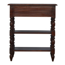 Matteo Solid Mango Wood Occasional Table With Drawer & Shelves - Dark Brown - thumbnail 6