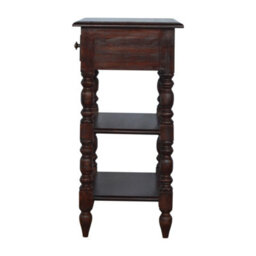 Matteo Solid Mango Wood Occasional Table With Drawer & Shelves - Dark Brown - thumbnail 5