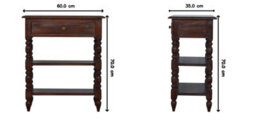 Matteo Solid Mango Wood Occasional Table With Drawer & Shelves - Dark Brown - thumbnail 8