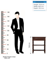 Matteo Solid Mango Wood Occasional Table With Drawer & Shelves - Dark Brown - thumbnail 7