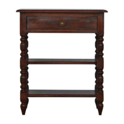 Matteo Solid Mango Wood Occasional Table With Drawer & Shelves - Dark Brown - thumbnail 2