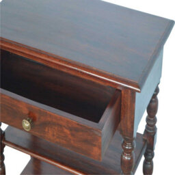 Matteo Solid Mango Wood Occasional Table With Drawer & Shelves - Dark Brown - thumbnail 4