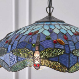 Tiffany Glass Hanging Ceiling Pendant Light Blue Dragonfly 3 Lamp Shade I00109 - thumbnail 3