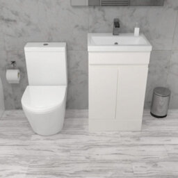 Nes Home Alaska 500mm White Freestanding Basin Vanity & Close Coupled Toilet - thumbnail 5