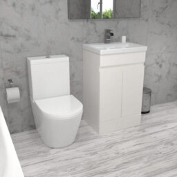 Nes Home Alaska 500mm White Freestanding Basin Vanity & Close Coupled Toilet - thumbnail 1
