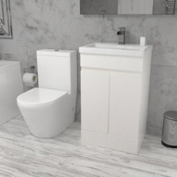 Nes Home Alaska 500mm White Freestanding Basin Vanity & Close Coupled Toilet - thumbnail 2