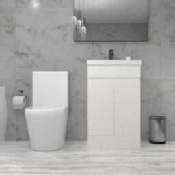 Nes Home Alaska 500mm White Freestanding Basin Vanity & Close Coupled Toilet - thumbnail 3