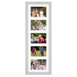 AK Frames 26X8 Silver Modern Multi Photo Frame With White Mount - Holds 5 Apertures (5X) 6X4 Photos - thumbnail 1