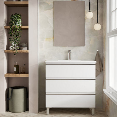 Banyetti Vatilla 800mm Floorstanding Vanity Unit With Lira Basin - Gloss White - image 1