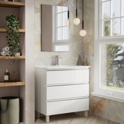 Banyetti Vatilla 800mm Floorstanding Vanity Unit With Lira Basin - Gloss White - thumbnail 2