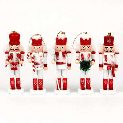 Shatchi 13Cm Wooden Nutcrackers Figures Christmas Ornament 5Pcs Set Red,white - image 1