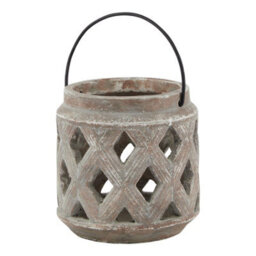 Hill Interiors Siena Lattice Lantern Brown (23Cm X 17Cm X 17Cm) - thumbnail 2