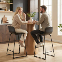 Homcom Modern Bar Stools Set Of 2, Pu Leather Upholstered Barstools, Black - thumbnail 8