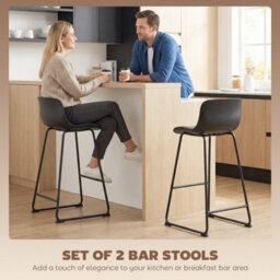 Homcom Modern Bar Stools Set Of 2, Pu Leather Upholstered Barstools, Black - thumbnail 4