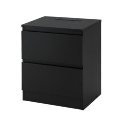 Home Treats Set Of 2 Bedside Tables Black 2 Drawer Nightstand Table With 2 Uk Plugs Usb A And Usb C Chest Of Drawers 2M Cable - thumbnail 8