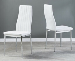 Furnizone UK Set Of 2 Dining Chairs - Monza Modern Dining Chairs - White Faux Leather Chrome Legs Dining Chairs - Kitchen Dining Room Chairs - thumbnail 3