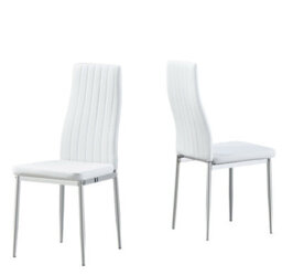 Furnizone UK Set Of 2 Dining Chairs - Monza Modern Dining Chairs - White Faux Leather Chrome Legs Dining Chairs - Kitchen Dining Room Chairs - thumbnail 2
