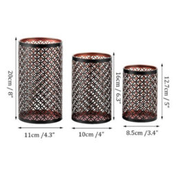 Set Of 3 Metal Candle Holders Hollow Decorative Candle Stands - thumbnail 2