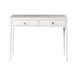 Wyld Haus De Gaulle White Wood Grain Two-Drawer Desk With Brass Knobs - thumbnail 2