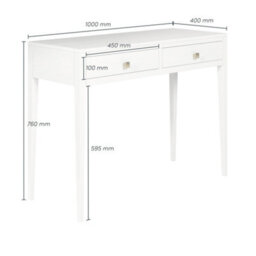 Wyld Haus De Gaulle White Wood Grain Two-Drawer Desk With Brass Knobs - thumbnail 6