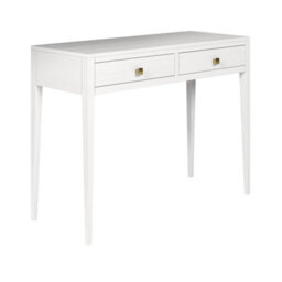 Wyld Haus De Gaulle White Wood Grain Two-Drawer Desk With Brass Knobs - thumbnail 4