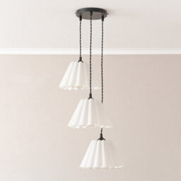 Valuelights Lauren White Pleated Shade 3 Drop Cluster Matte Black Ceiling Pendant Light - thumbnail 5