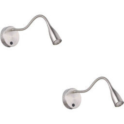 Loops 2 Pack Sleek Satin Nickel Wall Light - Modern Led Indoor Lighting Fixture