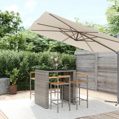 Berkfield 5 Piece Garden Bar Set Grey Poly Rattan& Solid Wood Acacia - image 1