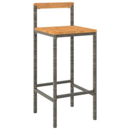Berkfield 5 Piece Garden Bar Set Grey Poly Rattan& Solid Wood Acacia - thumbnail 4