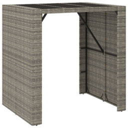 Berkfield 5 Piece Garden Bar Set Grey Poly Rattan& Solid Wood Acacia - thumbnail 5