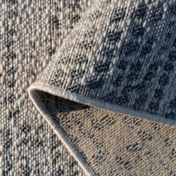 Loomed Grey Distressed Diamond Textured Woven Flatweave Hardwearing Indoor Outdoor Area Rug 120X170Cm - thumbnail 4