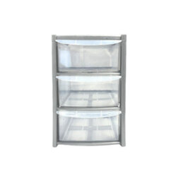 3 Drawer Mini Silver Plastic Tower Storage Compact, Stylish & Functional Organizer For Desktop, Home, Office, Or School - thumbnail 4