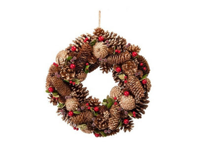"Festive Gold Pinecone Wreath - 30Cm (12"") Diameter (P027747)"