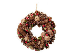 "Festive Gold Pinecone Wreath - 30Cm (12"") Diameter (P027747)"