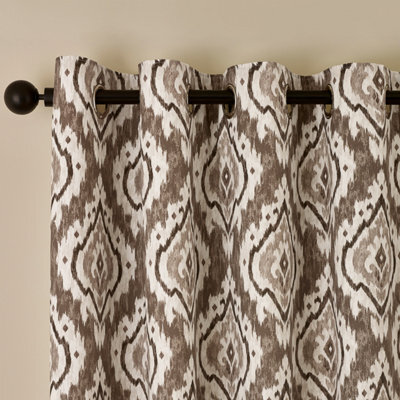 Pineapple Elephant Suri Geo 90X90 Inch Lined Eyelet Curtains Two Panels Natural - image 1