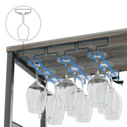Tall Wine Bar Rack Cabinet Adjustable Shelves Glass Cup Holder - thumbnail 4