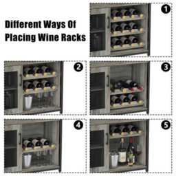 Tall Wine Bar Rack Cabinet Adjustable Shelves Glass Cup Holder - thumbnail 6