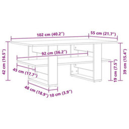 Berkfield Coffee Table Black Oak 102X55X42 Cm Engineered Wood - thumbnail 9