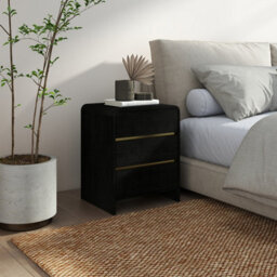Melody Maison Black Chest Of Drawers And Pair Of 3 Drawer Bedside Tables - Meridian Black Range - thumbnail 5