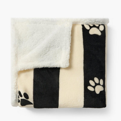 OHS Paw Print Sherpa Fleece Pet Blanket Dogs Cat Soft Plush Throw - image 1