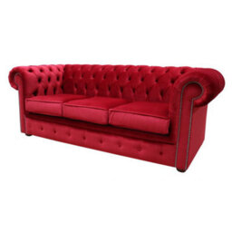 Chesterfield 3 Seater Malta Red Velvet Sofa Custom Made In Classic Style - thumbnail 3